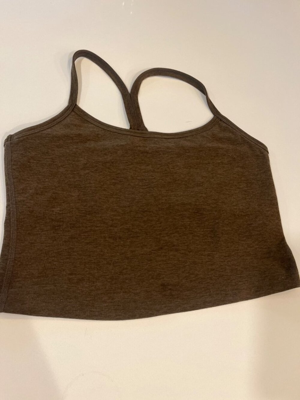 Brown Racerback Crop Tank Top With White Lotus Logo - Yoga & Activewear - Womens